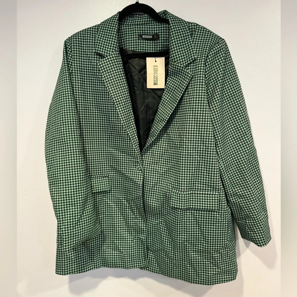 NWT green houndstooth misguided blazer - Picture 1 of 3